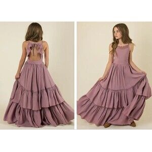 Joyfolie Girls 7 Evony Dress Orchid Full Tiered Skirt Sleeveless Ruffle